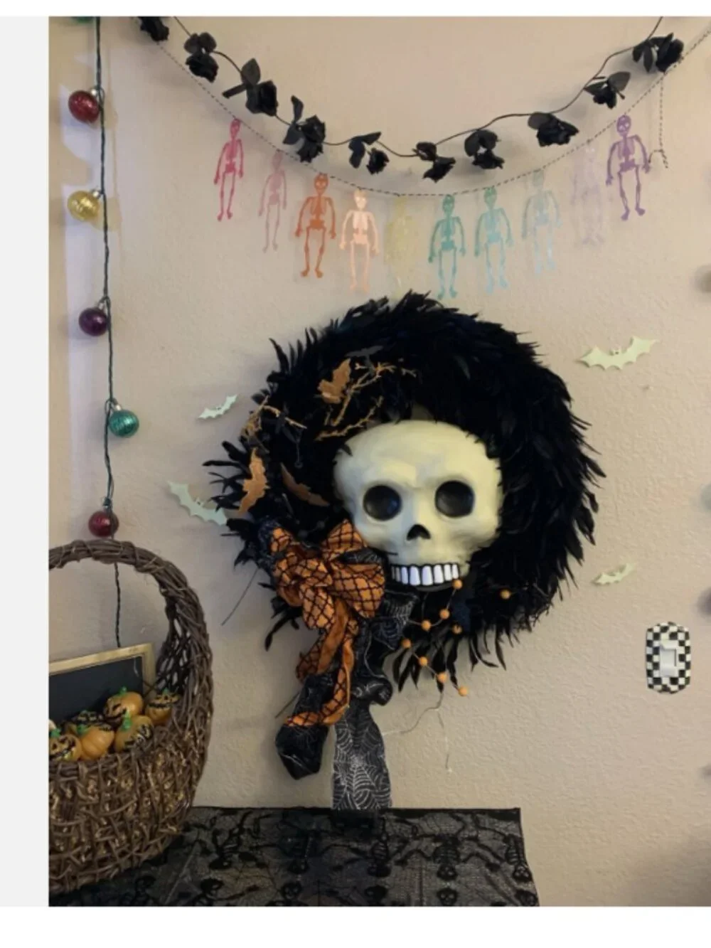 Grandin Road Halloween Feather Wreath 28